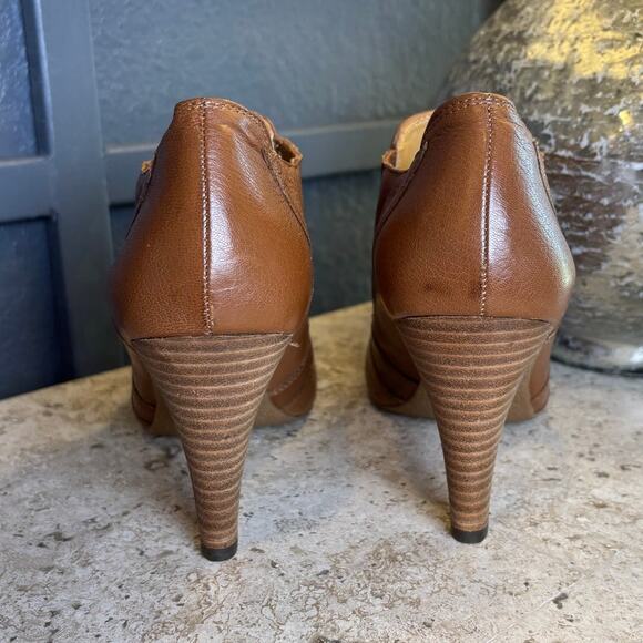 Audrey Brooke Boots Womens Avignon Heels Ankle Booties Brown Leather Size 10 - Picture 3 of 6